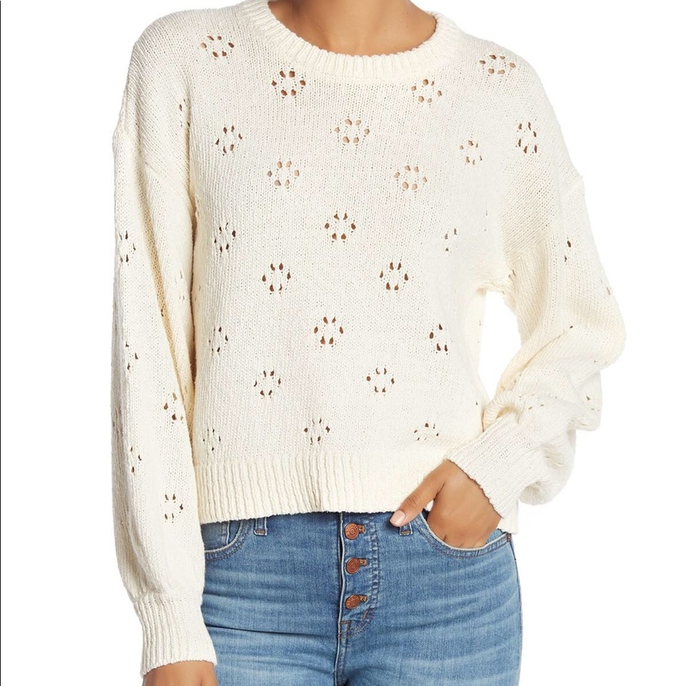 Madewell Floral Pointelle Pullover Sz S